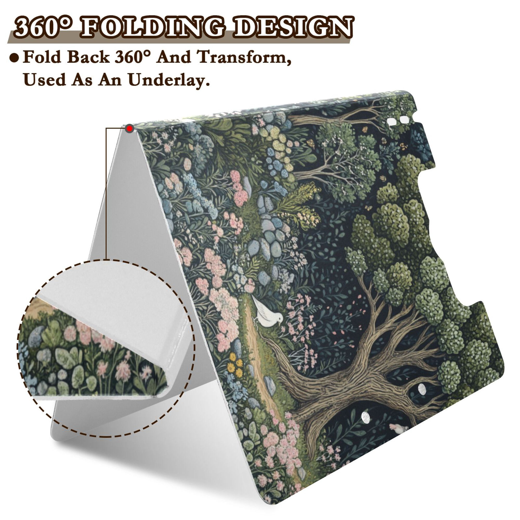 FORMRS A4 Clipboard Folder with Pen Holder Horizontal Foldable School Office Binder, Green Forest Scene