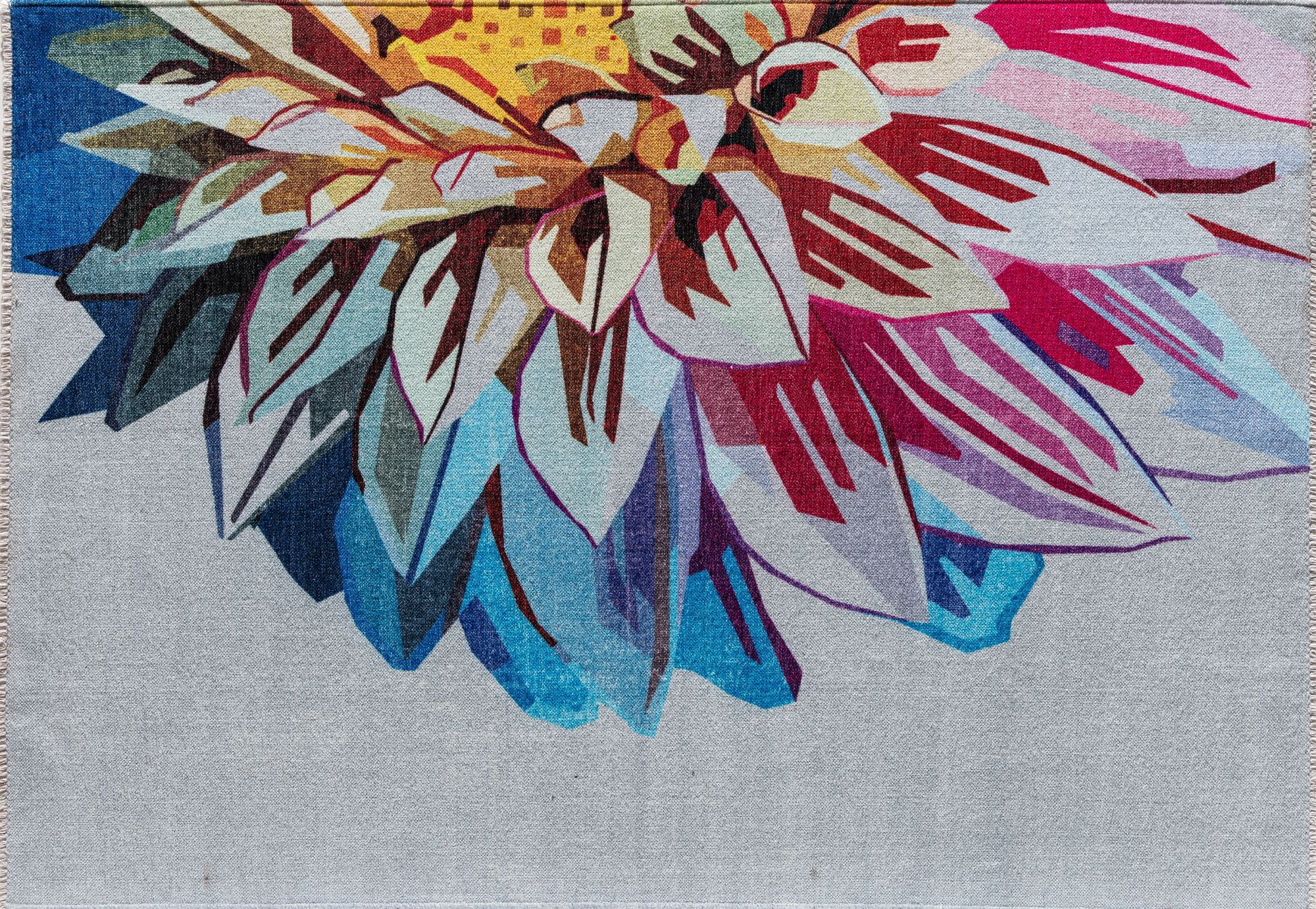 Elizabeth Sutton MI35C Space Dahlia Floral Modern Gray Area Rug, 2'7" x 4'