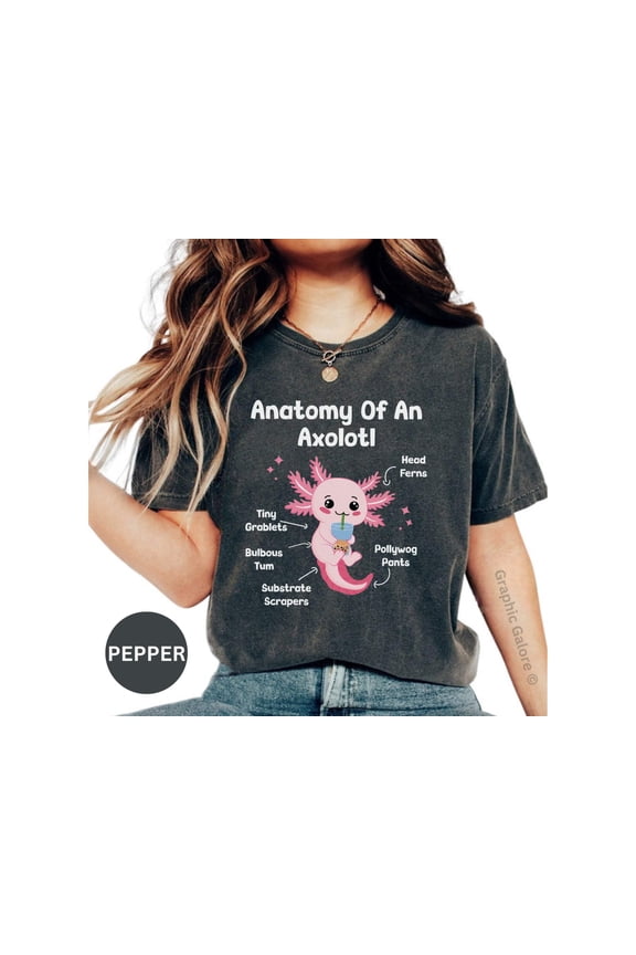 Funny Axolotl Anatomy T-Shirt - Adorable Salamander Science Tee for Biology Lovers | Unisex Pink Gift