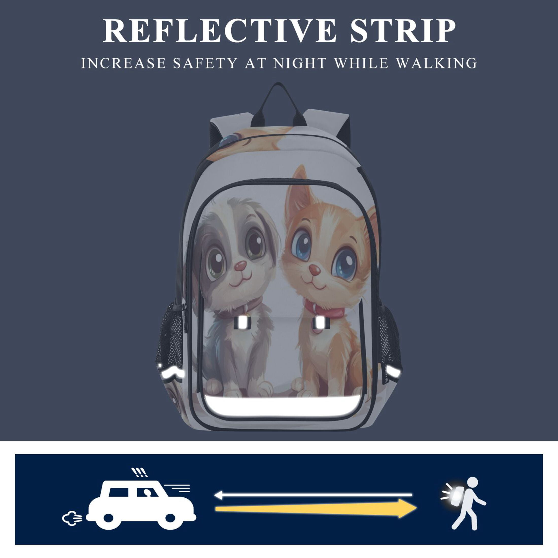 Backpack 12.9 *5.1 * 17.7 Inches Outing Backpack, Shopping Backpack, Travel Backpack Dog and Cat Friends
