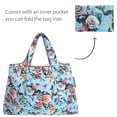 thumbnail image 5 of Wrapables Large & Small Foldable Tote Nylon Reusable Grocery Bags, Set of 2, Roses on Blue, 5 of 5