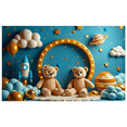 thumbnail image 5 of Blue Themed Background with Clouds Stars and Teddy Bears Banner Party Decorations Birthday Party Photography Props Baby Shower Backdrop Decors, 5 of 7