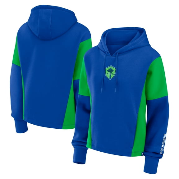 Women's Fanatics Blue Seattle Sounders FC Oversized Legacy Goalkeeper Pullover Hoodie