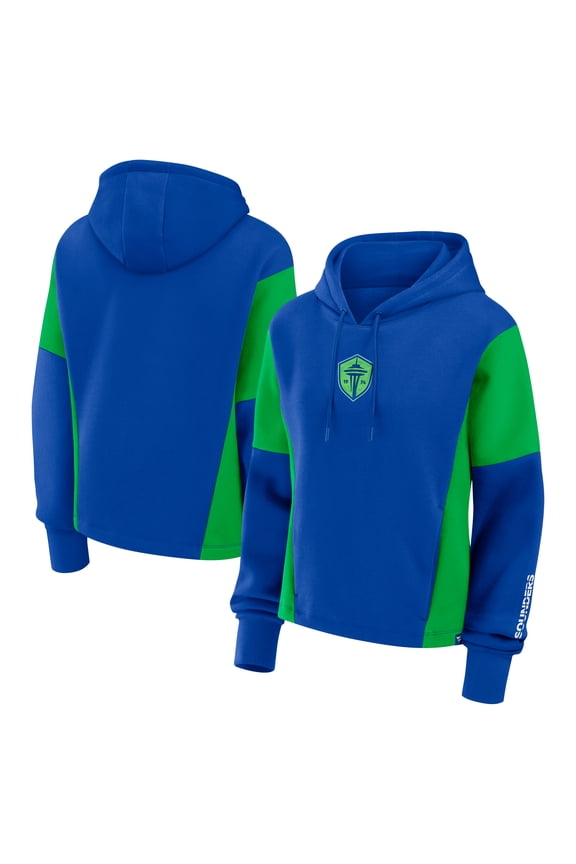 Women's Fanatics Blue Seattle Sounders FC Oversized Legacy Goalkeeper Pullover Hoodie
