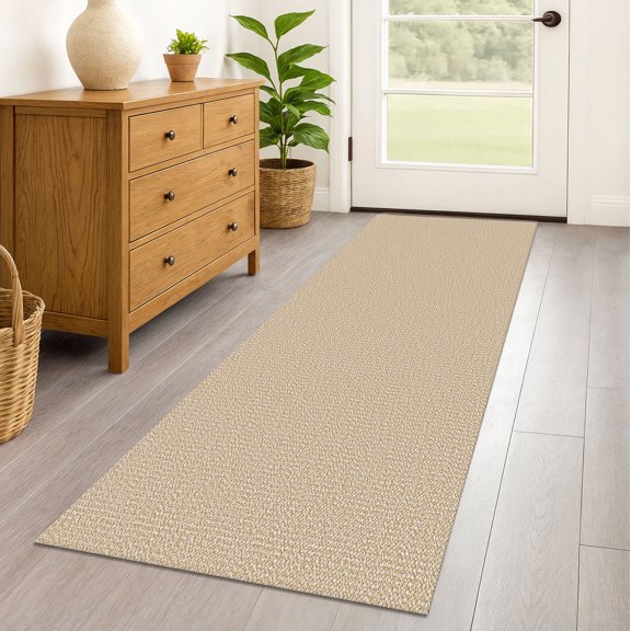 iOhouze Runner Rug 2x6 Non Slip Carpet Runners for Hallways Cotton Kitchen Runner Rugs with Rubber Backed Braided Indoor Floor Runners for Entryway Hallway Kitchen Bedroom, Beige/White
