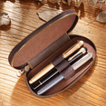 thumbnail image 2 of Sac à Stylos en Cuir Rétro Fait Main 3 Pack Fermeture Éclair Ovale Portable Bleu, 2 of 6