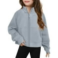 thumbnail image 2 of Hpgjzj Girls Zip Up Sweatshirt Kids Fashion Stand Collar Fleece Lined Jacket with Pockets 7-14 Years, 2 of 3