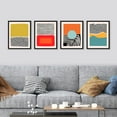 thumbnail image 2 of PixonSign Framed Wall Art, Mid-Century Modern 1980s Geometric Prints, Set of 4 Color Blocks Posters Wall Decor, Classic Contemporary Artwork Wall Décor for Living Room, Bedroom - 8"x10" Black, 2 of 5