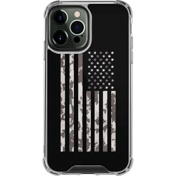 Skinit Military Black and White Camo American Flag iPhone 13 Pro Max Clear Case