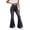 Dark Gray, variant on Women High Waist Flare Jeans Cross Waistband Stretch Denim Pants Slim Fit Casual Trousers