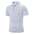 thumbnail image 6 of Men T Shirt Summer Short Sleeve Tee Casual Loose Top Solid Color Lapel Neck Top, 6 of 11