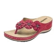thumbnail image 5 of Sandales Compensées pour Femmes à Enfiler Ajourées Sandales de Plage Habillées Confortables Plateforme Antidérapantes Sandales de Plage Florales Rouges Taille 7, 5 of 5