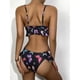 thumbnail image 4 of Traje de baño de bikini para mujer con volantes y cuello en V con estampado de flores, traje de baño de dos piezas para uso de verano tipo 3 XL, 4 of 6
