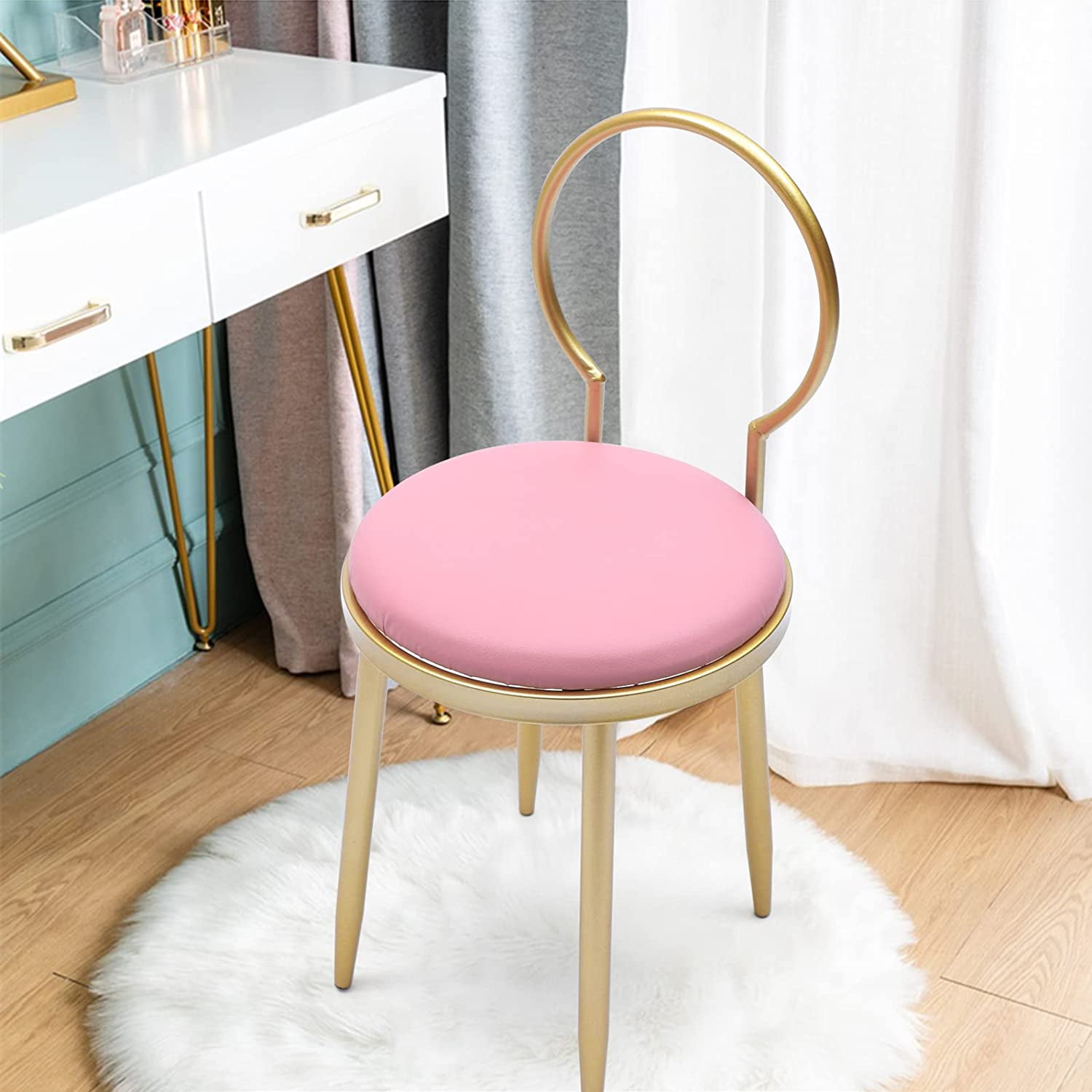 Miumaeov Vanity Chair Stool Bedroom Padded Bathroom with Back Bath ...