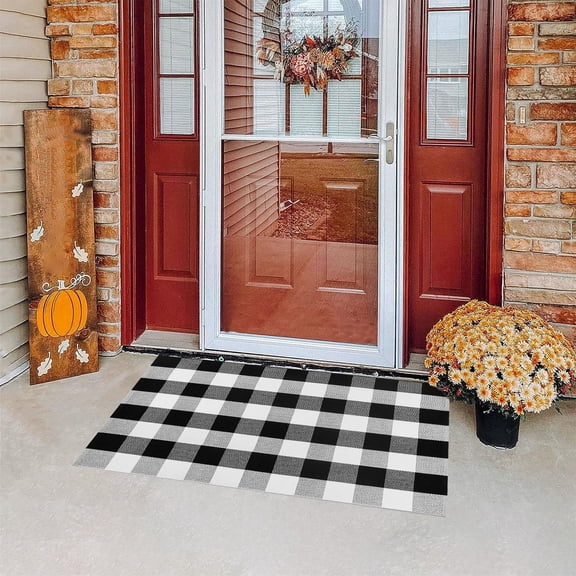 Djunllk Door Mat - Checkered Stylish Floor Mat Room Decoration Carpet for Front Door Entryway, 15 x 23 inch