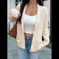 thumbnail image 4 of Cárdigan de Punto Grueso de Gran Tamaño para Mujer, Suéter de Larga con Abertura Frontal, Ropa de Abrigo para Otoño e Invierno Albaricoque XL, 4 of 8