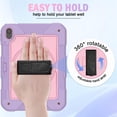 thumbnail image 6 of AVAWO 360° Rotating Case for iPad (A16) 11th Generation 11 Inch 2025 & iPad 10th Generation 10.9" 2022, Shockproof Rugged Protective Cover with Shoulder Strap/Hand Strap,Light Purple+Pink, 6 of 9