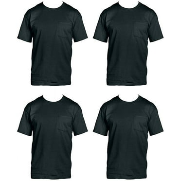 Fruit of the Loom Mens 5 oz. 100% Heavy Cotton HD Pocket T-Shirt 3931P Pack of 4- Black, 3XL