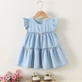 thumbnail image 7 of Gytharion Toddler Girls Ruffled Denim Dresses Cute Fashion Sundress Round Neck Bowknot Tiered Denim Dresses,12Months-5Years, 7 of 7