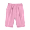 thumbnail image 5 of TQWQT Shorts for Women Bermuda Shorts Knee Length Trendy Summer Drawstring Elastic Waist Long Shorts Dressy Casual Ladies Shorts with Pockets Pink S, 5 of 5