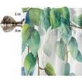 thumbnail image 5 of Watercolor Botanical Green Leaves Window Valance Rod Pocket Panel Curtain for Kitchen Summer Green Plants Branch with White Backdrop Bathroom Valances Short Window Curtain Treatment Drapes 54 x 18 in, 5 of 6