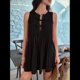 thumbnail image 4 of Vestido Mini de Verano para Mujer, con Lazo Frontal, Sin Mangas, Plisado, Informal, Holgado, Estilo Babydoll, Color Negro, Talla S, 4 of 10