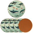 thumbnail image 2 of Whale Set of 6 Microfiber Leather Round Coasters, 11x11 cm/4.3x4.3 in, Drink Coasters for Home and Bar, Table Coasters, 2 of 6