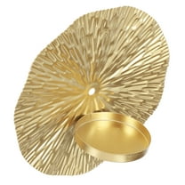 KALLORY 1Set Taper Candles Holder Golden Metal Round Plate Design for Wall Mounted Decor in Living Room