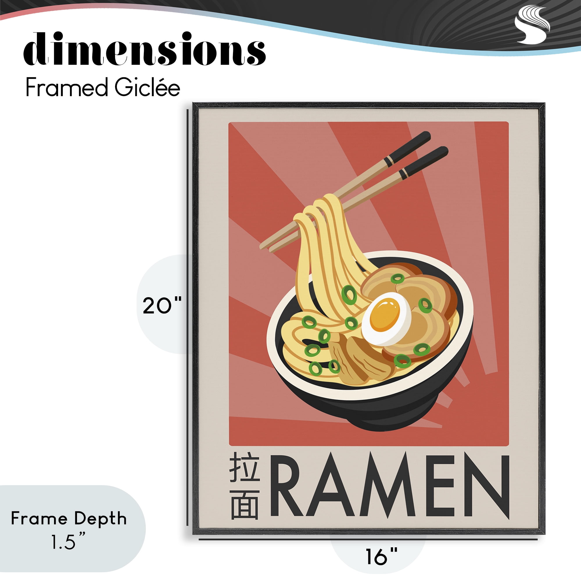Stupell Industries Iconic Ramen Poster Black Framed Giclee Art, design by Marcus Prime