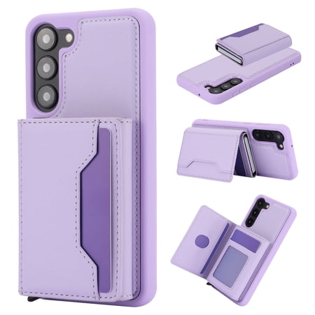 for Samsung Galaxy S22 Plus 2 In 1 Detachable Magnetic Card Slots Back Case, PU Leather RFID Blocking Kickstand Fashion Shockproof Protective Phone Case Cover for Samsung Galaxy S22 Plus, Purple