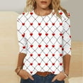 thumbnail image 1 of Mceream T-Shirts à Manches 3/4 pour Femmes à Col Rond, Décontractés, Habillés, Surdimensionnés, Saint-Valentin, Chandails de Printemps, Hauts Raglan à Cœur d'Amour, Tunique, Haut, Coupe Ample, T-Shirt Graphique, Grande Taille, Camisa de San Valentín Mujer TTTG, 1 of 5