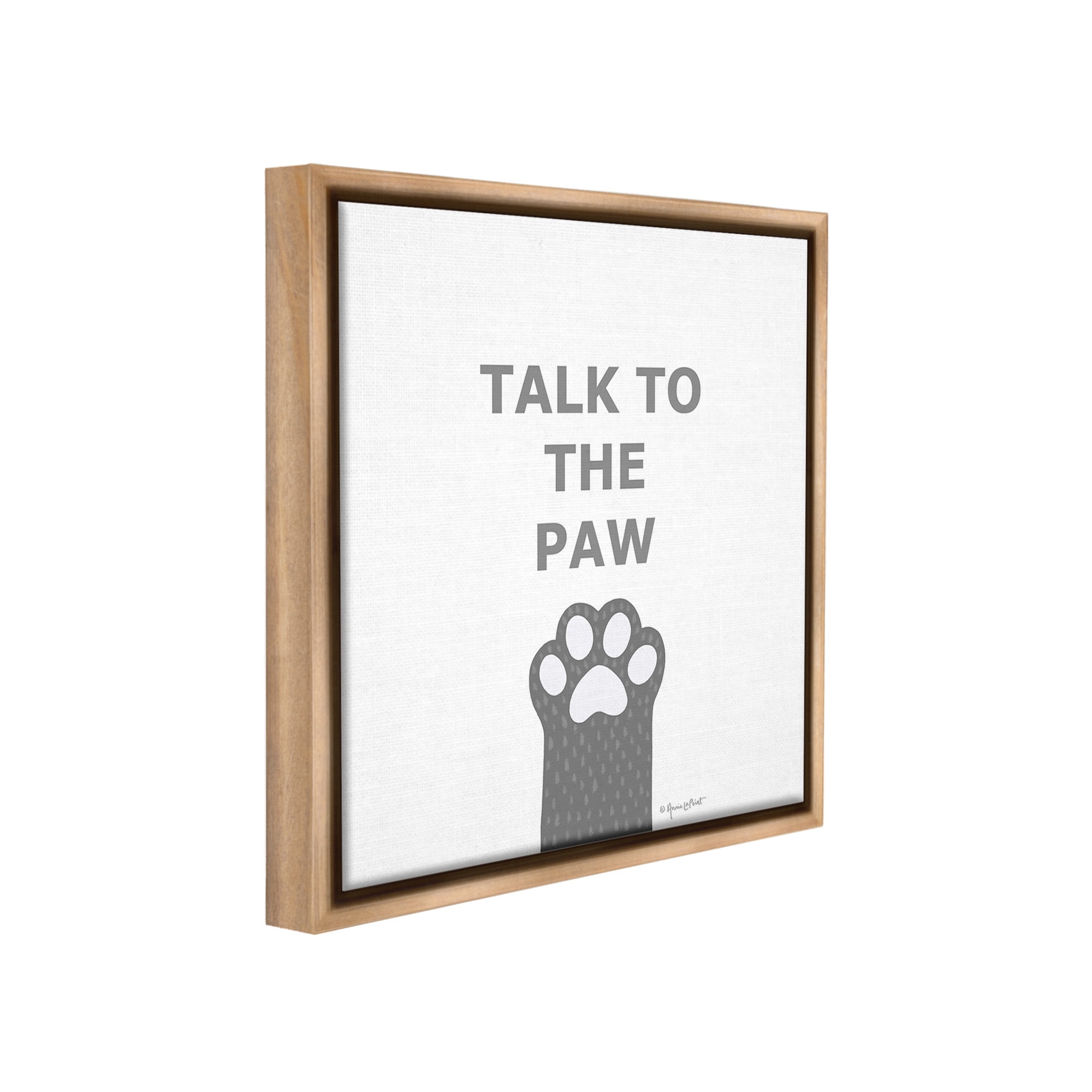 Stupell Industries Sassy Talk to the Paw Animals & Insects Painting Brown Floater Framed Canvas Art Print Wall Art, 18 x 18