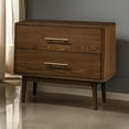 thumbnail image 6 of Roma Nightstand- 2 Drawers- Nickel Bar Handles- Walnut Brown Solid Wood, 6 of 6