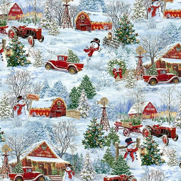 Timeless Treasures Country Christmas 100 Cotton Fabric by The Yard