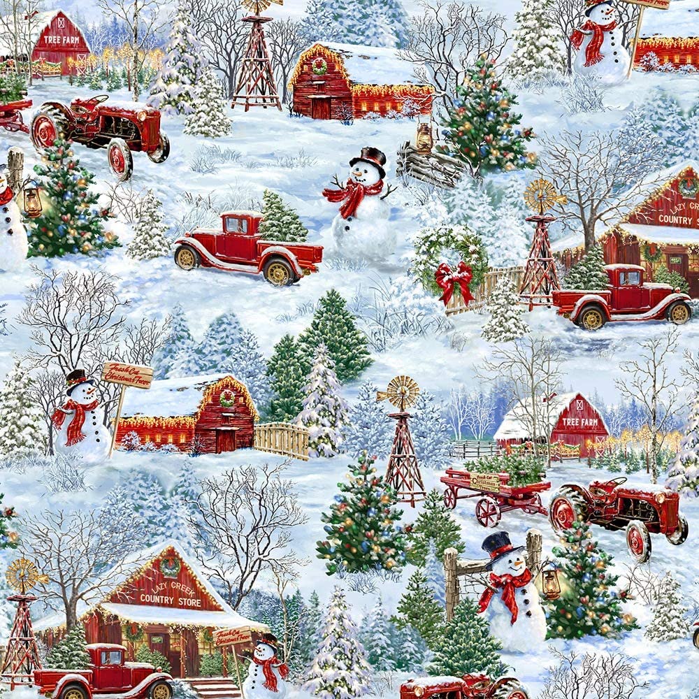 Timeless Treasures Country Christmas 100% Cotton Fabric by The Yard - Walmart.com - Walmart.com