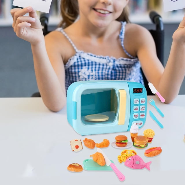 Juego de cocina para microondas, juego de cocina, juguetes, accesorios en miniatura, mini juguete para microondas para regalos de cumpleaños para niño 31 Uds.