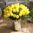 thumbnail image 4 of Injueey Ramo de flores artificiales de peonía de seda rosa, 5 uds., tulipanes, flores falsas para el hogar, decoración de boda, interior Kits de decoración para fiestas amarillo Injueey HA2017-01, 4 of 6