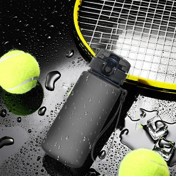 COM1950s Leakproof Sports Water Bottle with Handle,14Oz Gym Workout Bottle for Fitness Yoga Exercise,Wide Mouth Bpa-Free Plastic Water Container,Portable Hydration Flask