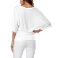 thumbnail image 3 of Plus Size Women's V Neck T Shirt: Batwing Sleeve, Loose Fit, Solid Color, Comfortable, 3 of 5