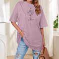 thumbnail image 2 of vigerkar Women Solid Oversized Graphic T-Shirt Casual Cotton Tees Printed Summer Tops (Pink, XXL), 2 of 4