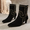 thumbnail image 6 of Bnwani Women Boots Winter Fashion Pointed Toe Low-Heel Ankle Comfortable Casual Solid Boot Black Size 5.5, 6 of 8