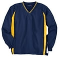 thumbnail image 1 of Discontinued  Sport-Tek ®  Tall Tipped V-Neck Raglan Wind Shirt. Tjst62 Lt True Navy/ Gold, 1 of 1