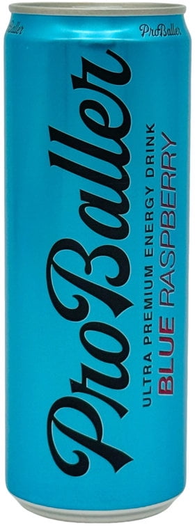 ProBaller Ultra Premium Energy Drink – Blue Raspberry - ZERO- NSF SPORT CERTIFIED- Natural Clean Energy - Biotin, Electrolytes, Essent B-Vitamins- B12 (Methylcobalamin) + more. 12 fl oz (pack of 15)