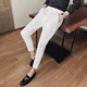 thumbnail image 2 of Pantalones de verano para hombre, ajustados, con corte recortado y trenzado, rectos, de estilo vintage chino, clásicos, de licra, para hombre, 2024, 2 of 4