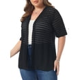 thumbnail image 2 of DARING DIVA Women's Plus Lace Cardigan Open Front Cover Up 1X Black, 2 of 6