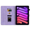 thumbnail image 5 of Case for iPad mini 6th Generation 8.3" 2021, Flower Pattern PU Leather Multi-Angle Viewing Stand Shockproof Flip Case with Card Slot, Magnetic Clasp, Pencil Slot, Auto Sleep/Wake, Purple, 5 of 11