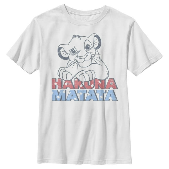 Boy's Lion King Simba American Pride Graphic Tee White Medium