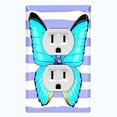 thumbnail image 1 of Metal Light Switch Plate Cover Unique Teal Butterfly Purple Stripes BUT031, 1 of 13