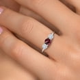 thumbnail image 4 of Gem Stone King 14K White Gold Red Rhodolite Garnet & White Moissanite 3-Stone Engagement Ring | 1.06 Cttw | Round 5MM and 4MM | Three Stone Wedding Anniversary Promise Ring for Women (Size 7), 4 of 6