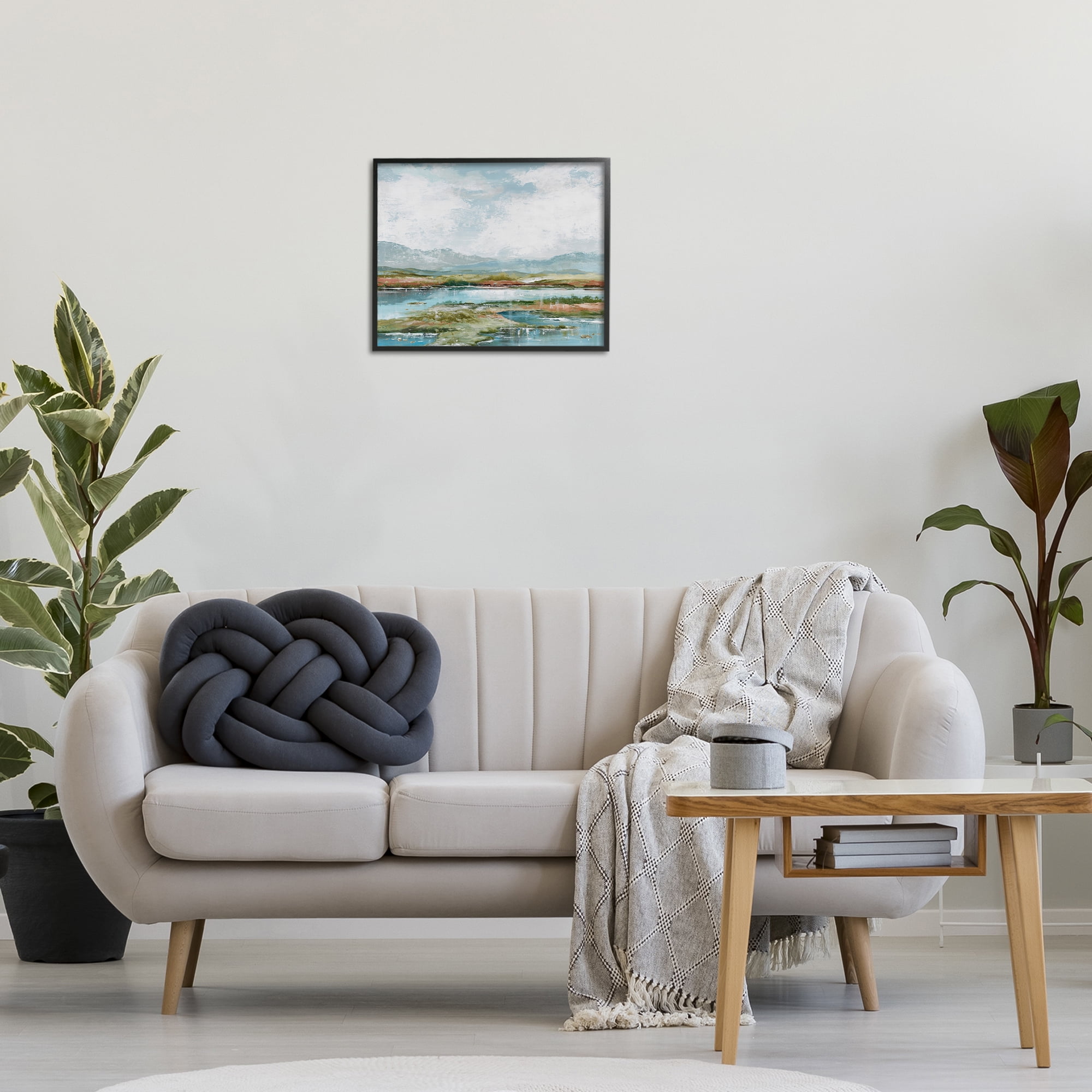 Stupell Industries Modern Paint Landscape Landscape Painting Black Framed Art Print Wall Art, 20 x 16